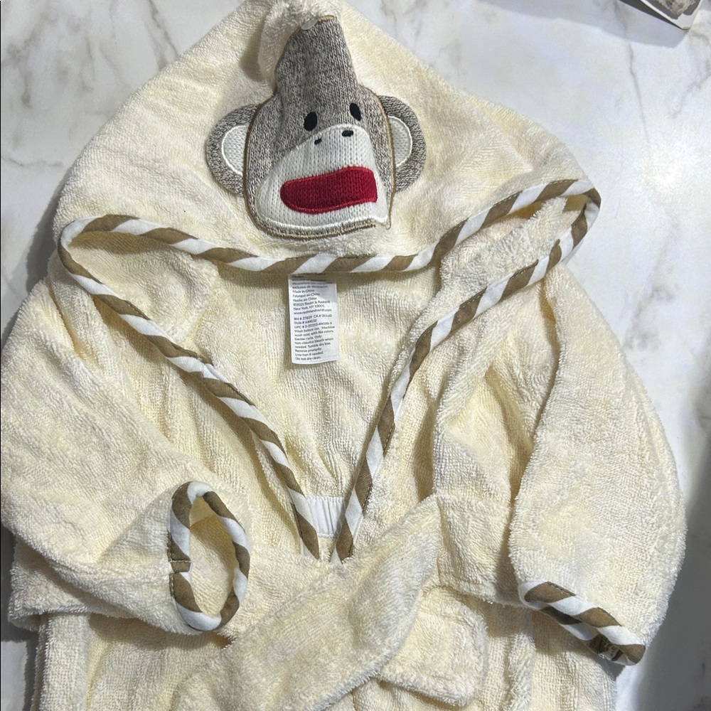 Cream Hooded Monkey Bathrobe